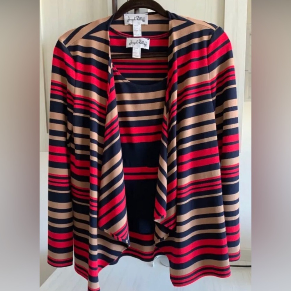 Joseph Ribkoff Striped Bolero & Crewneck Tank Top matching 2 Piece size 4